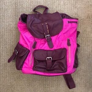 Neon pink backpack 💕🖤🔲